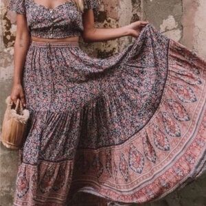Spell JasmineTiered Maxi Skirt and Matching crop top